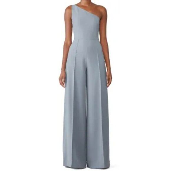 CHRISTIAN SIRIANO Light Blue One Shoulder Wide Leg Jumpsuit Size 2 - Picture 1 of 12